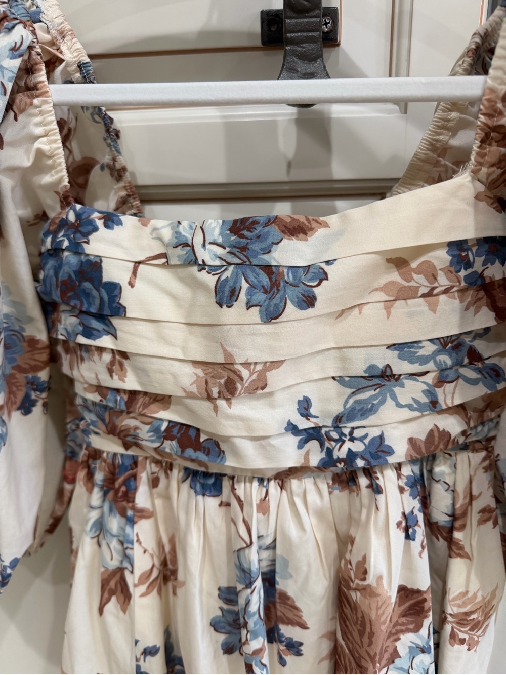 New Abercrombie & Fitch Emerson Cream Floral Square-Neck Puff Sleeve Dress (121) - Picture 4 of 8